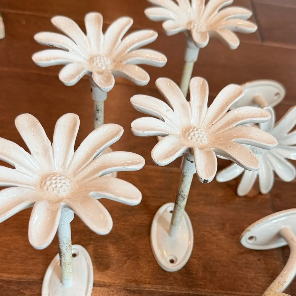 White Floral Wall Hooks and tiebacks